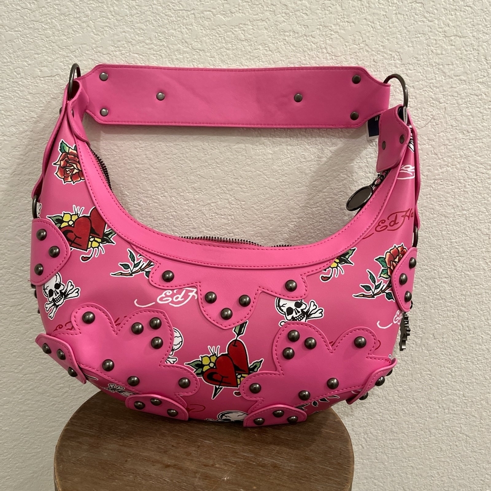 Ed Hardy Vibrant Pink Hobo Bag